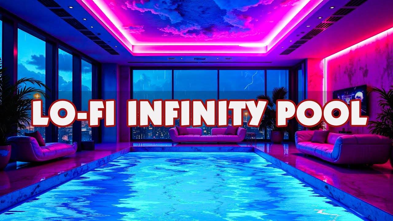 Lofi Hip Hop Beats 🥼 Infinity Pool in a Modern Living Room 🌆 Relaxing Lofi Rain Playlist
