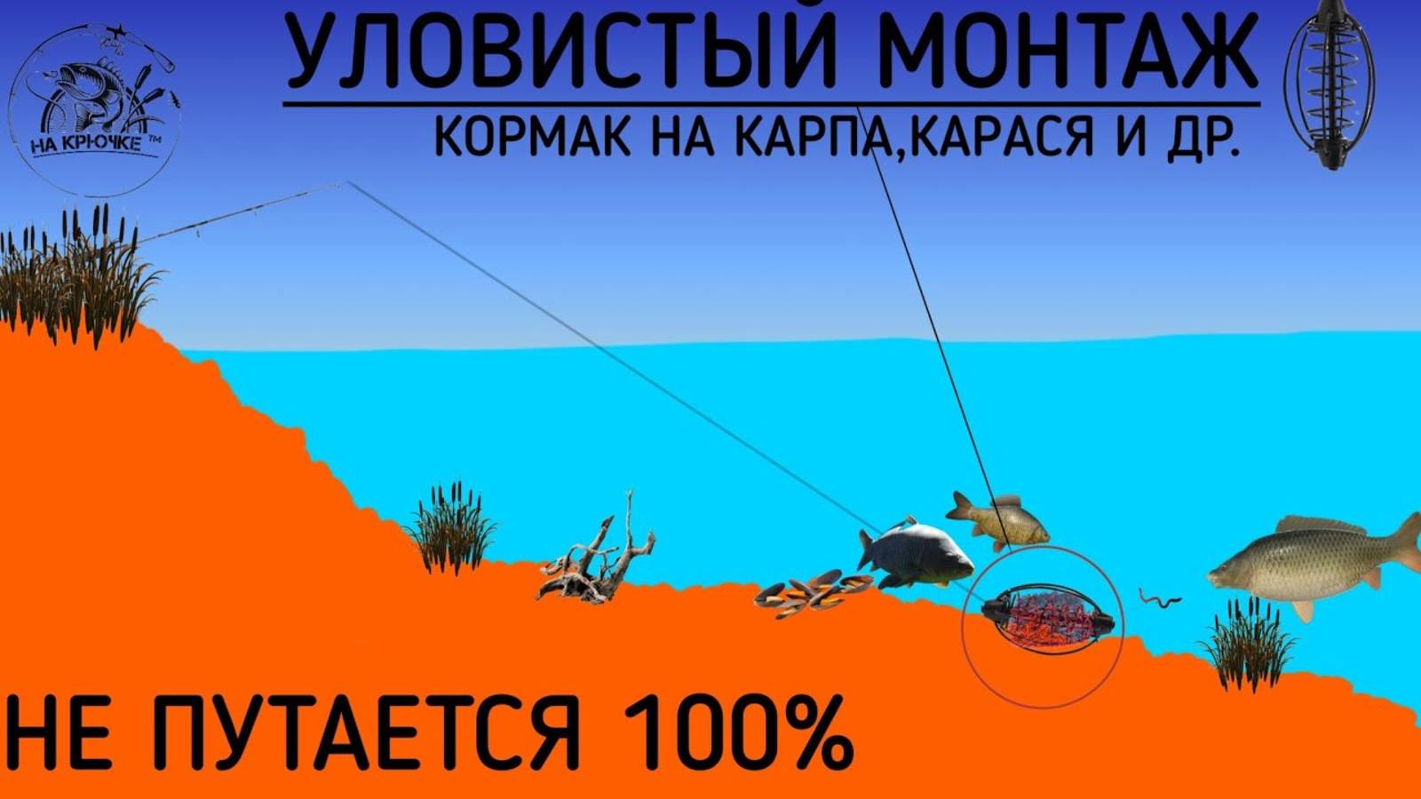УЛОВИСТЫЙ монтаж, со скруткой, который НЕ ПУТАЕТСЯ! ДЛЯ КАРПА,КАРАСЯ,САЗАНА И ДР