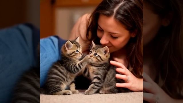 девушка и котята