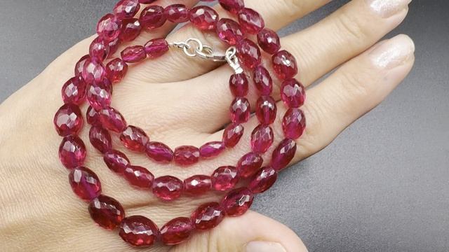 Колье с натуральной розовой шпинелью Длина нити 46-47 см Бусины от 9 до 6 мм ШПИ018