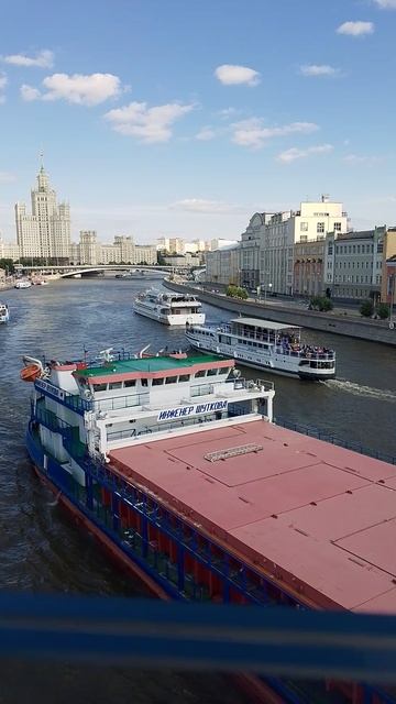 Вид с моста парка Зарядье на Москву-реку