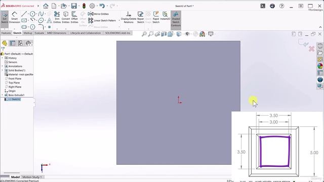 4.2 -Our first features - extrude boss, cut, and fillet