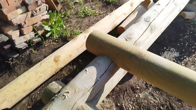Постройка бани РОДа Труновых. ⚡😊🌞 2.3 Начало шкантовки нижних венцов.