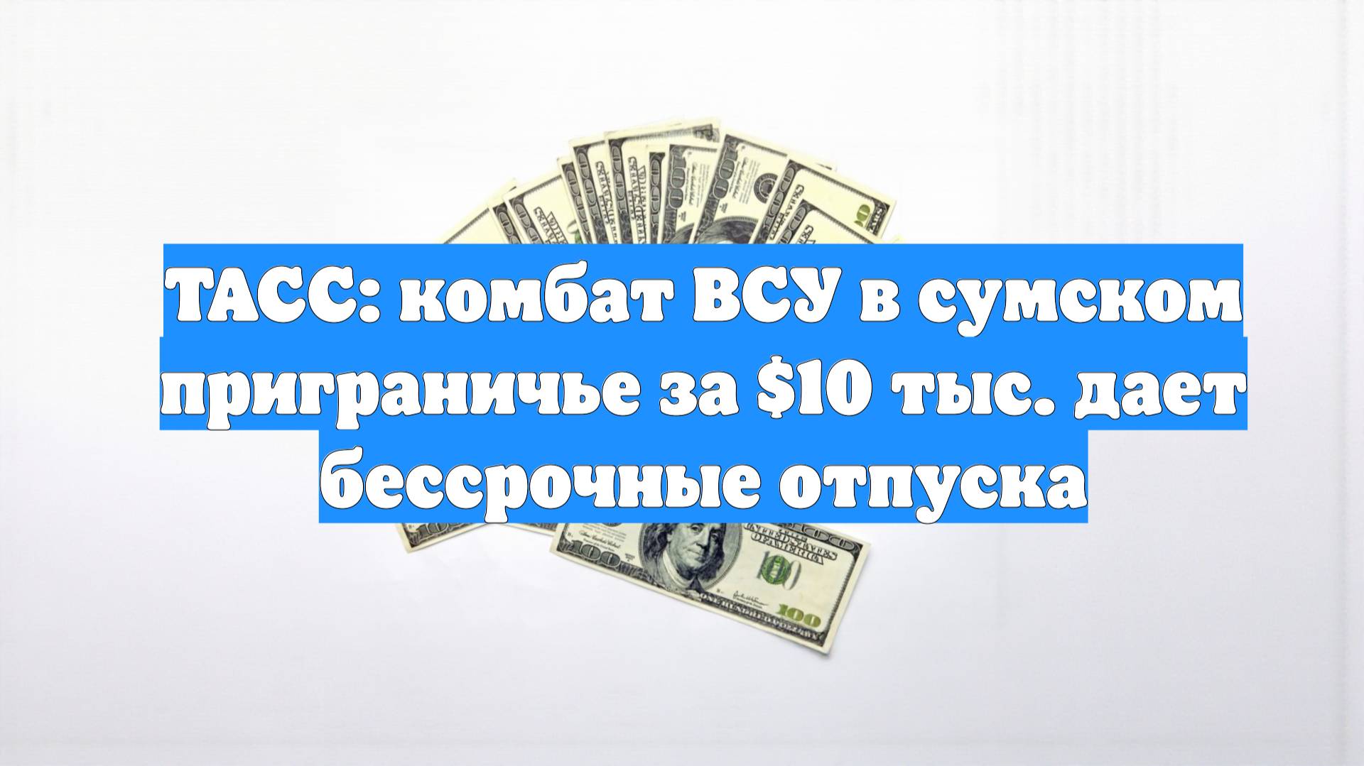 ТАСС: комбат ВСУ в сумском приграничье за $10 тыс. дает бессрочные отпуска
