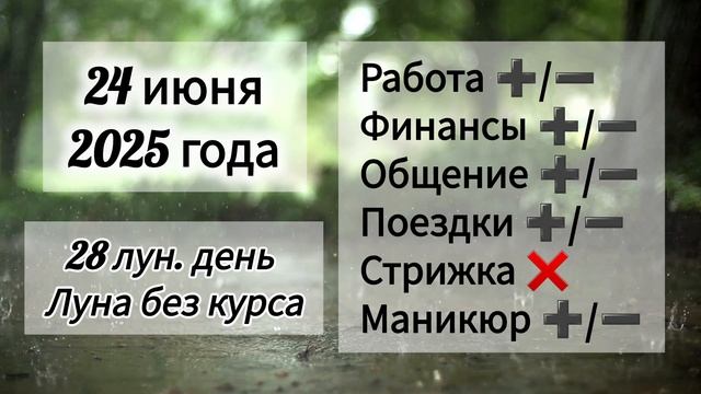Лунный день 24 июня 2025 года