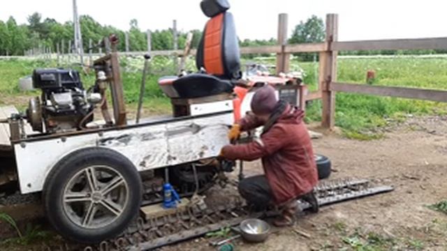 Гусеничный минитрактор. Замена полуоси, ч.2