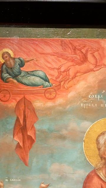 Пророк Илия в пустыне. Кормление пророка Илии вороном со сценой огненного восхождения.