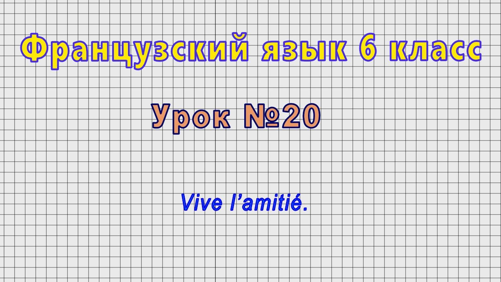 Французский язык 6 класс (Урок№20 - Vive l’amitié.)