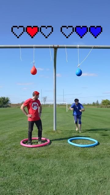 Loser gets wet! Parkour challenge 🎈💦 @BrandonA7