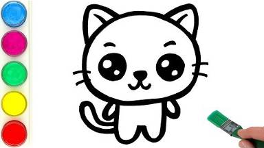 Рисуем маленького котика. Малышам и начинающим