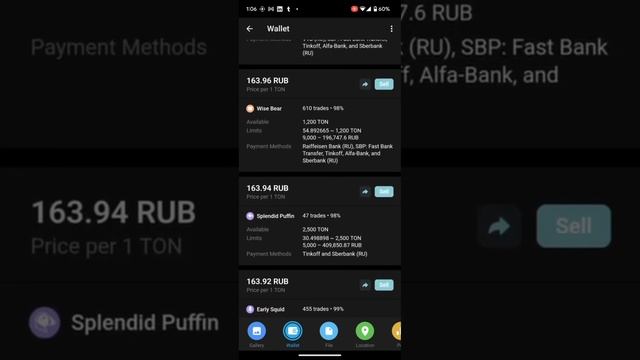 Как продать TON с помощью Wallet в Телеграмме
