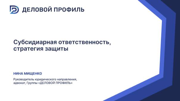 Субсидиарная ответственность стратегия защиты