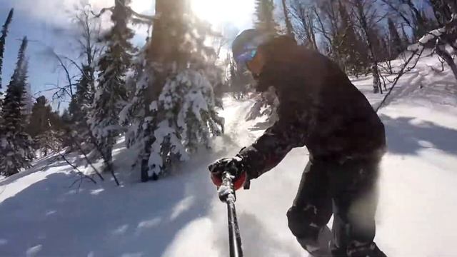 Фрирайд в Шерегеше на горе Мустаг с ратрака. Полный отрыв. 1апреля 2021г. snowhunter