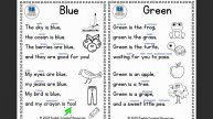 Color word poem. Blue, green
