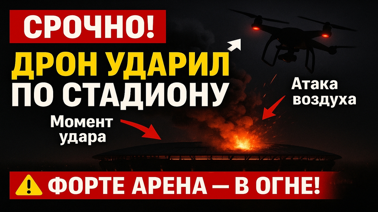 ⚡ Срочно! БПЛА атаковал стадион в Таганроге — повреждена крыша “Форт Арены”