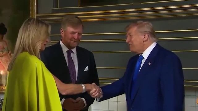 President realDonaldTrump greets King Willem-Alexander and Queen Máxima of the Netherlands