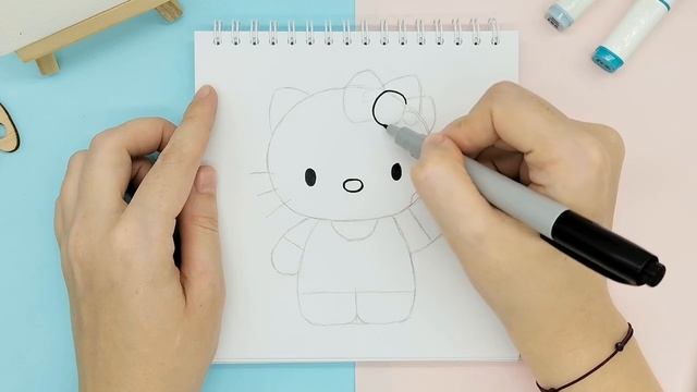 Рисуем Хелло Китти поэтапно. Урок рисования. Детям