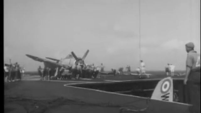 Sea Fury Deck Crash with Swift Removal of Wreck by Deck Crew