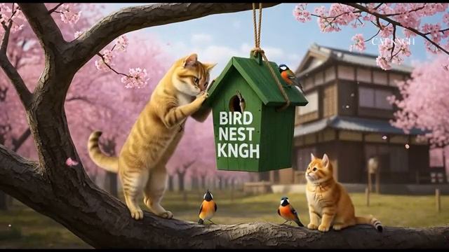 Мама–кошка берет котенка в супермаркет за жареной курицей - Сюрприз на летних каникулах!