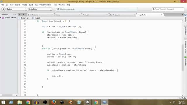 84 - Touch Swipe Controls In Unity C