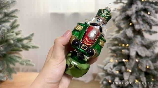 Ёлочная игрушка ЗВОНКИЙ ЩЕЛКУНЧИК, стекло, зелёный, 17 см, 683944-74-2