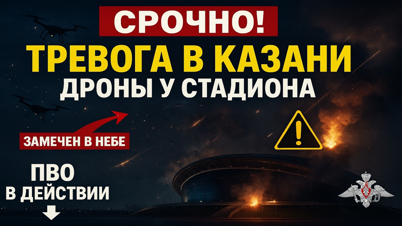 Срочно! Над Казанью замечены беспилотники — тревога у стадиона 24 июня