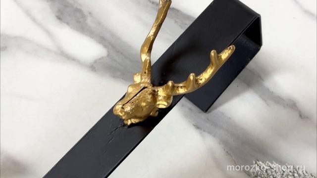Декоративный крючок для декора ОЛЕНЬ ЭРН, металл, золотой, 38 см, 1159581