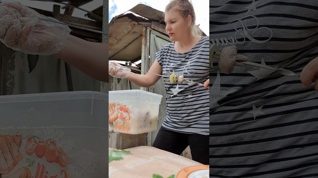 Будем жарить на мангале картошку, кабачок и грибы