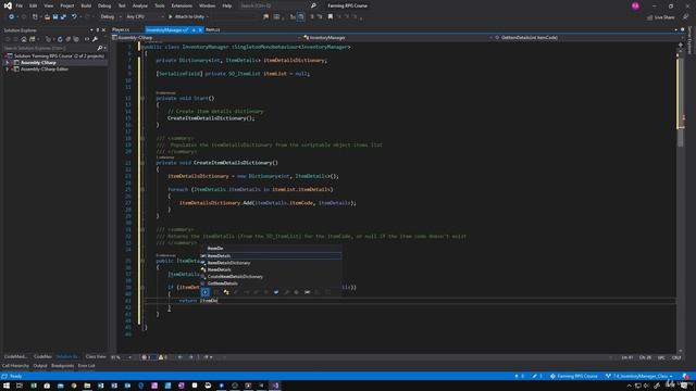 22 - Inventorymanager Class - Unity 2D Game Developer Course Farming Rpg