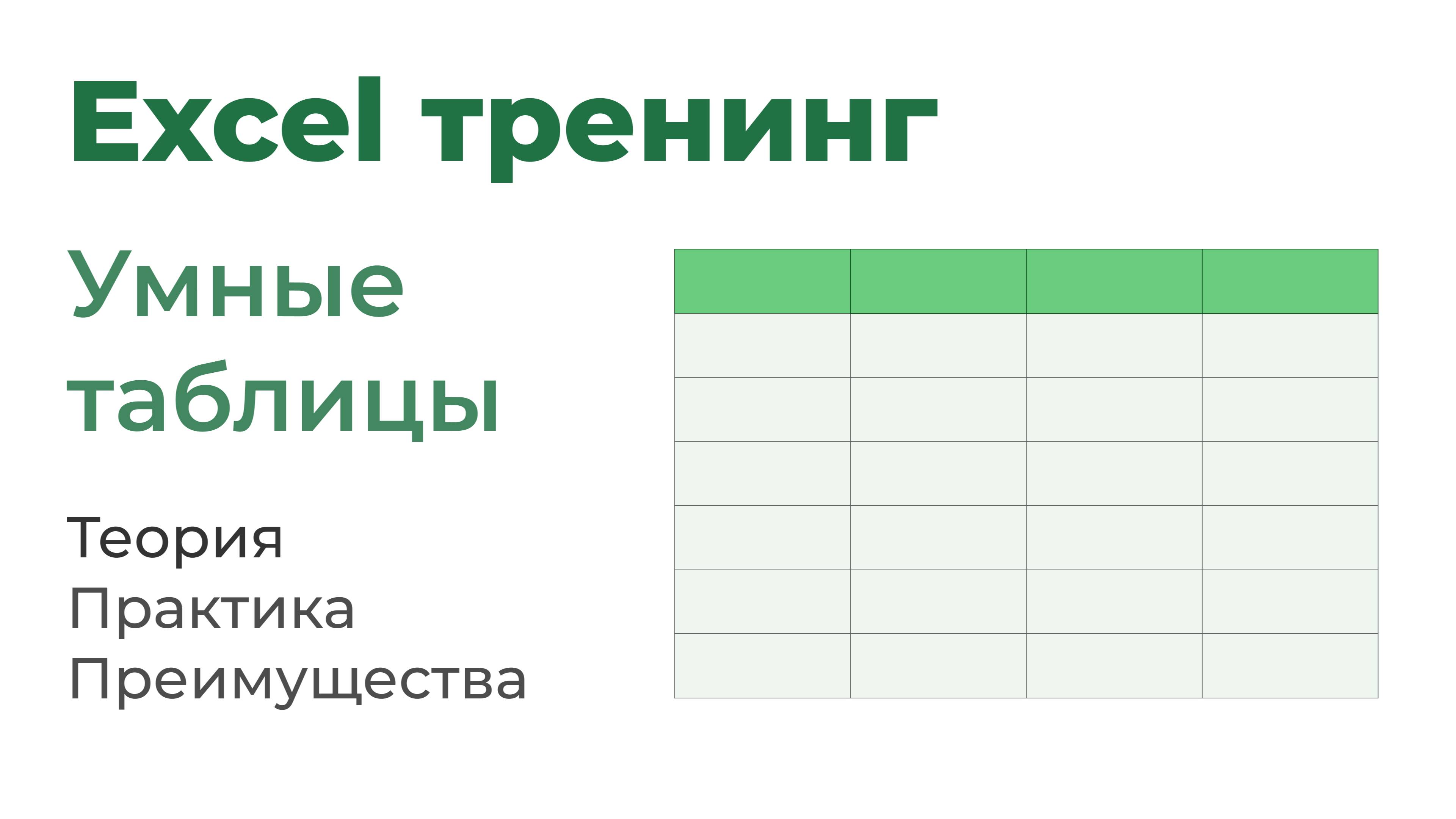 Excel тренинг. Умные таблицы