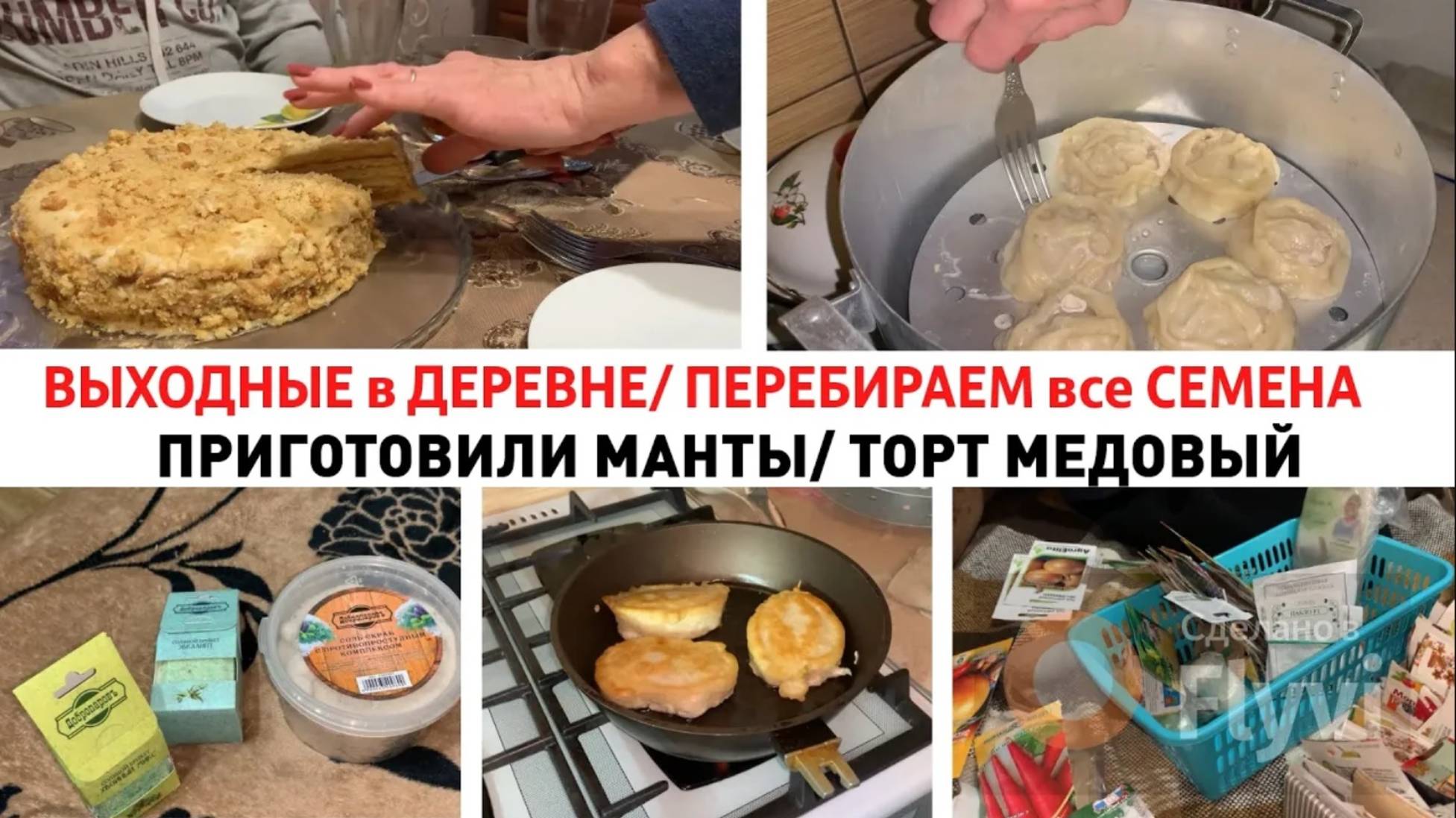 ВЫХОДНЫЕ в ДЕРЕВНЕ_ СЕМЕНА на 2023 год _ ВПЕРВЫЕ ПРИГОТОВИЛИ МАНТЫ _ ТОРТ МЕДОВЫЙ_ ПОКУПКИ для БАНИ