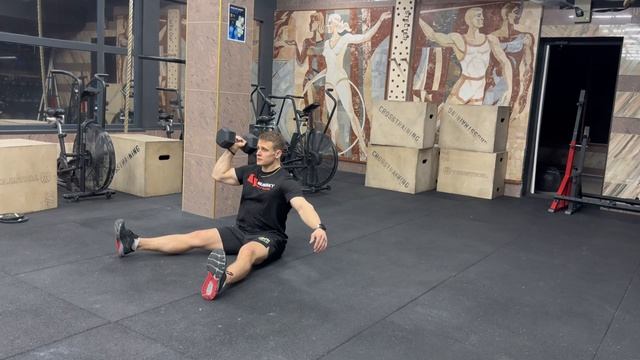 Жим 1й гантели сидя на полу|Seated Single Arm Dumbbell Press