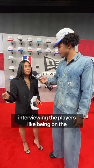 Jared McCain & Suni Lee catch up after talking to NBA draft prospects on the red carpet