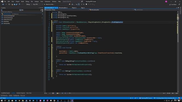 28 - Drop Items From Inventory Bar - Unity 2D Game Developer Course Farming Rpg
