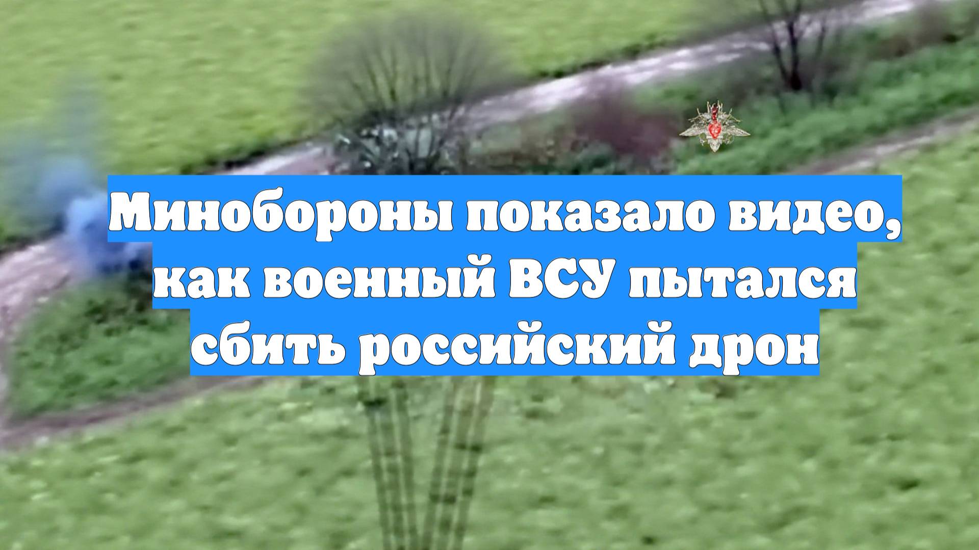 Минобороны показало видео, как военный ВСУ пытался сбить российский дрон