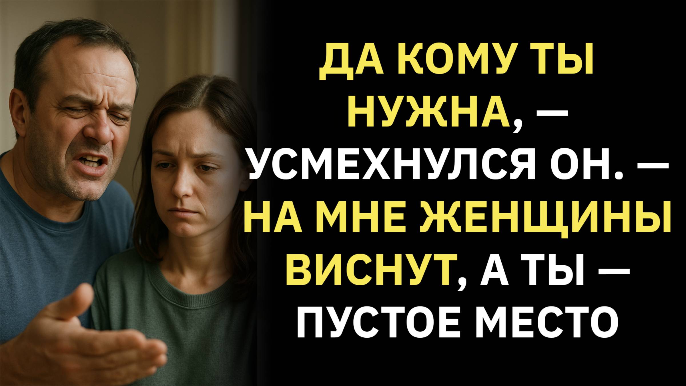 Жизненные истории. Да кому ты нужна, — усмехнулся он. — На мне женщины виснут. Слушать аудиорассказ