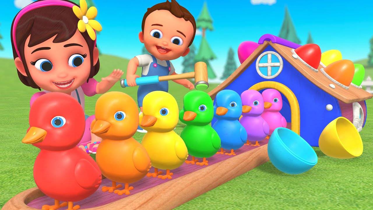 Baby Learns Colors with Wooden House & Hammer Toy ｜ Fun Duck & Car Ride Video for Kids & Toddlers