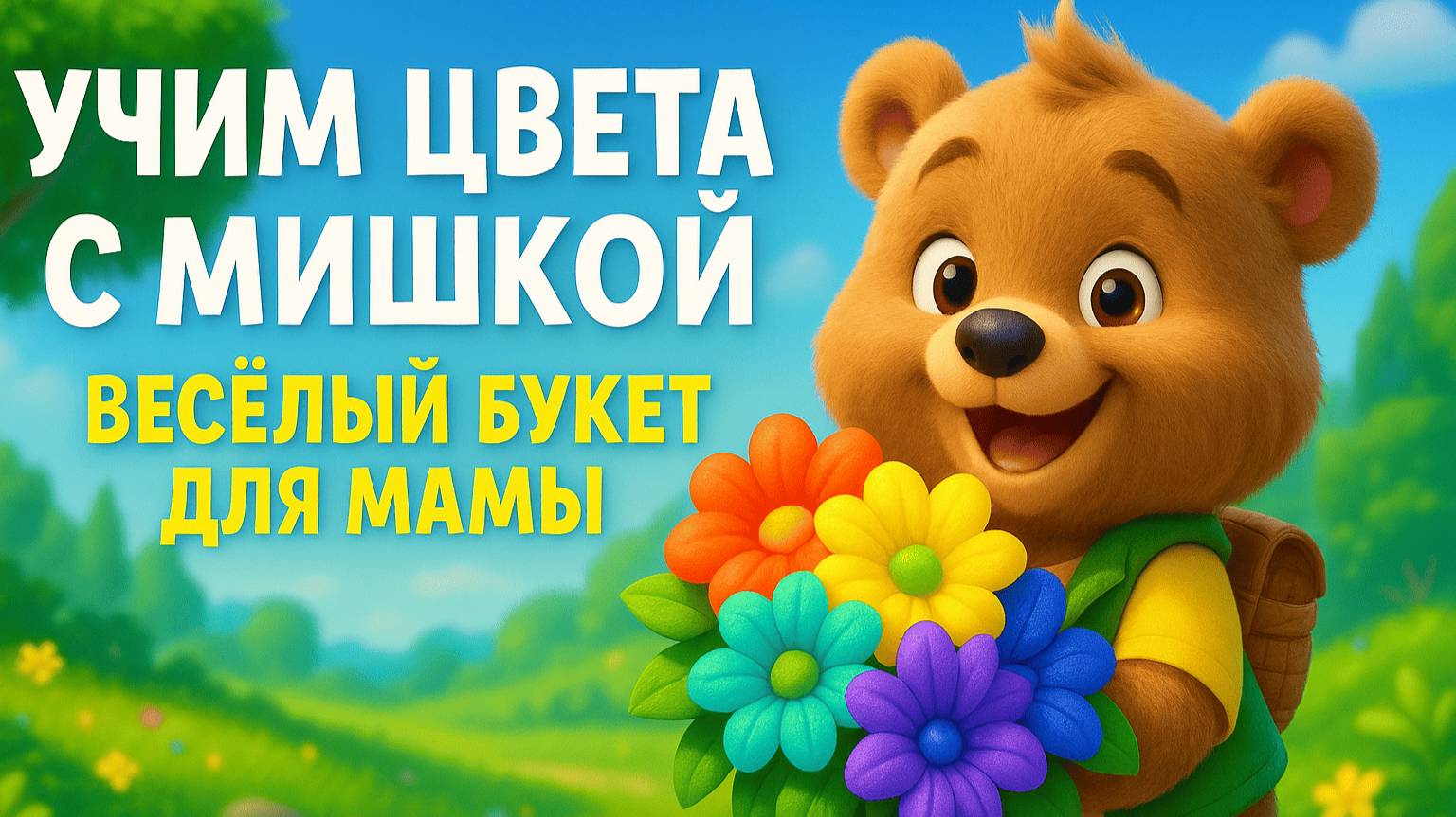 УЧИМ ЦВЕТА С МИШКОЙ ВЕСЁЛЫЙ БУКЕТ ДЛЯ МАМЫ!