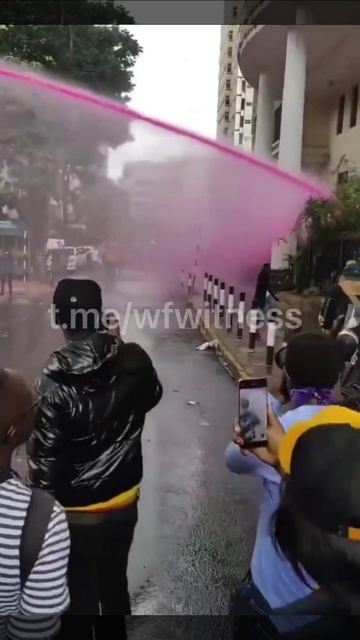 Видео попытки разгона протестующих с помощью водомётов с розовой жидкостью в Кении завирусилось