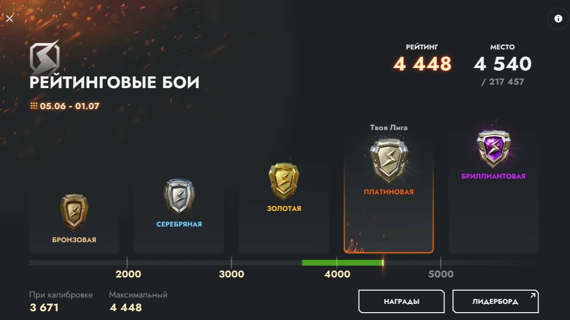 Рейтинговые бои из платины в бриллиант!