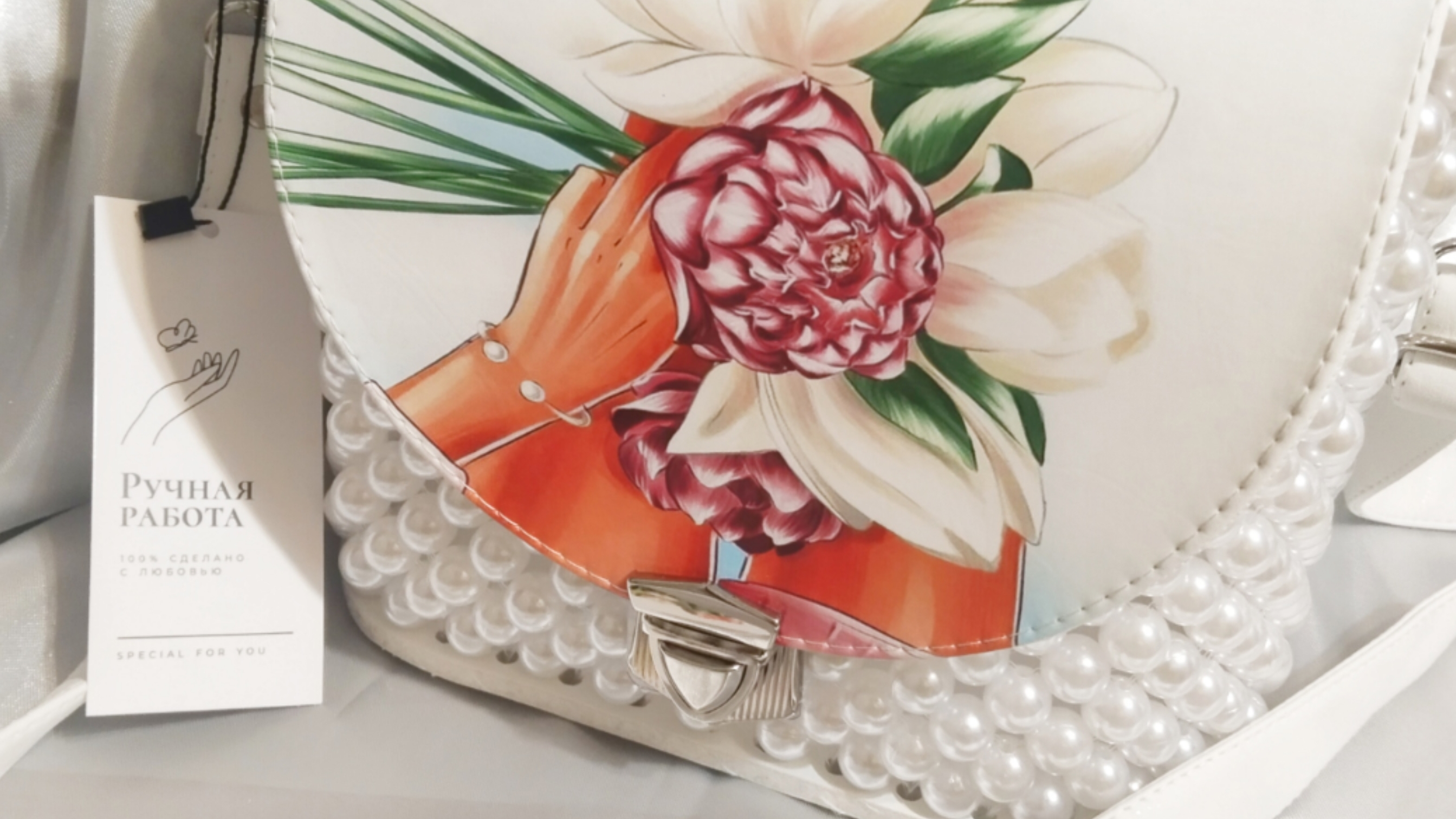 Белая Сумочка из круглых бусин 👛