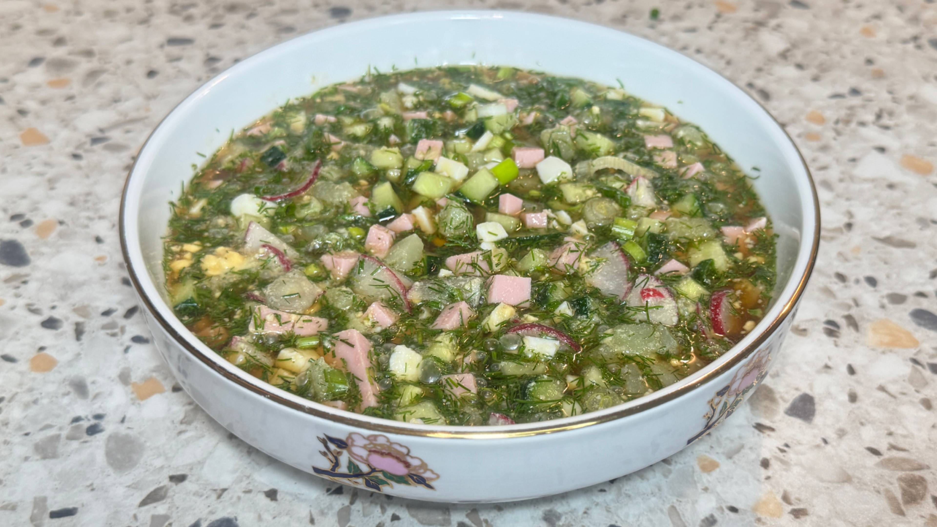 Окрошка на квасе, классический рецепт.