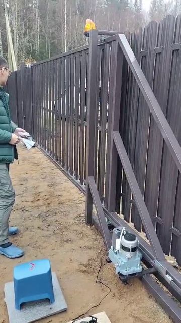 Ворота откатные "Профлист ", подключение электропривода "Р-Тех"