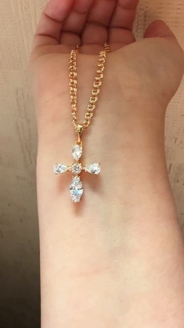 Подвеска-крест с фианитами на цепочке, Xuping Jewelry
