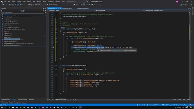 32 - Select Items On The Inventory Bar - Unity 2D Game Developer Course Farming Rpg