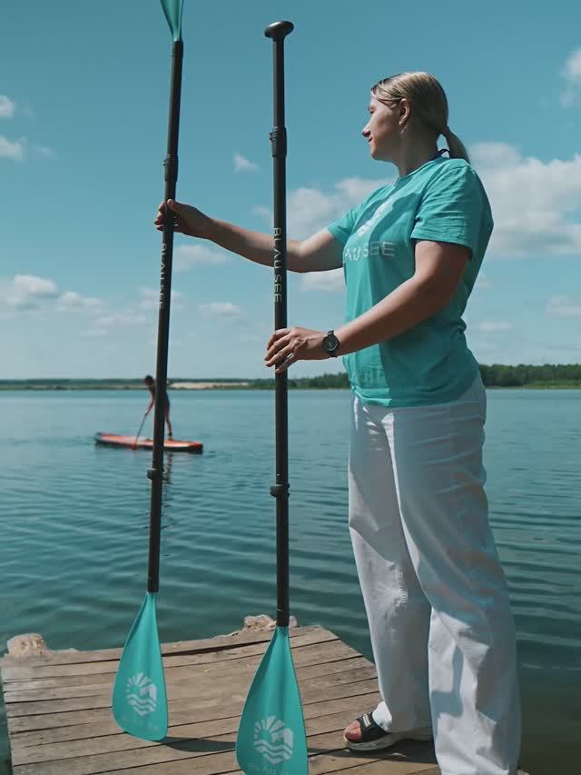 Весло фибергласовое 3х секционное, голубое