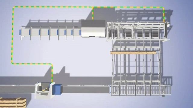 3D визуализация работы оптимизации продольного раскроя пиломатериала: сканер + многопил