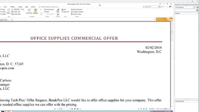 Forgery of commercial offer in Photoshop