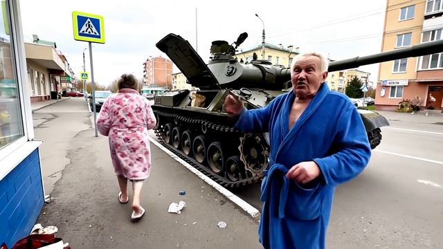Приехала в магазин на танке