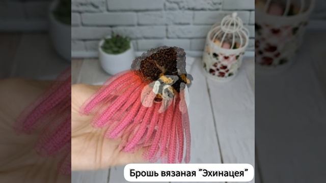 Вязаная брошь "Эхинацея "